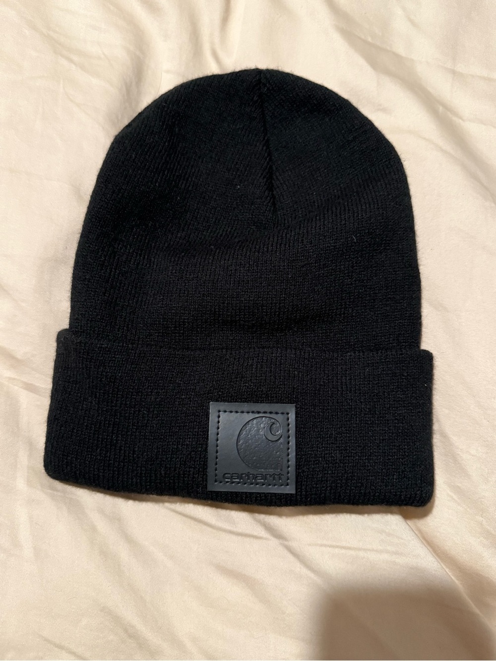 Carhartt Black Cuffed Knit Beanie with Logo Patch